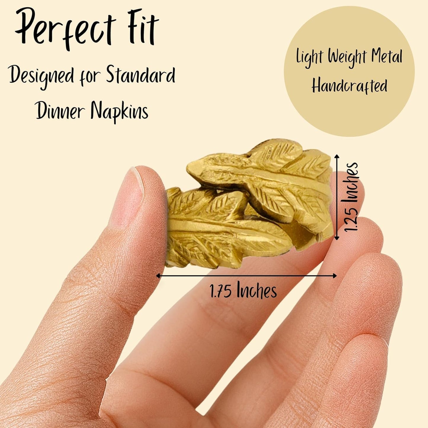 Gold Leaf Napkin Rings Set of 12 - Round Metal Napkin Holders for Dining Table Settings - Elegant Leaf Design for Weddings, Parties, Holiday Décor, Family Dinners & Special Occasions - CLEENTABLE