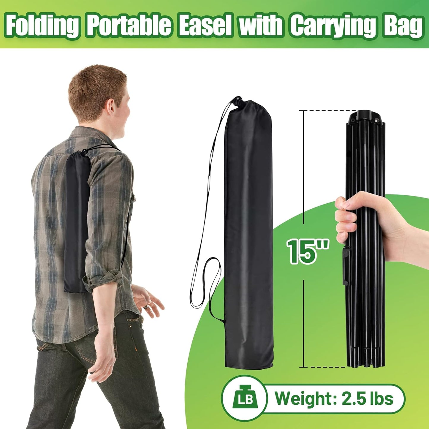 6Pcs Black Easel Stand for Sign - 63" Adjustable Metal Easels for Display Wedding Sign Stand Poster Stand, Lightweight Welcome Sign Easel, Folding Portable Easel Stand with Carrying Bag