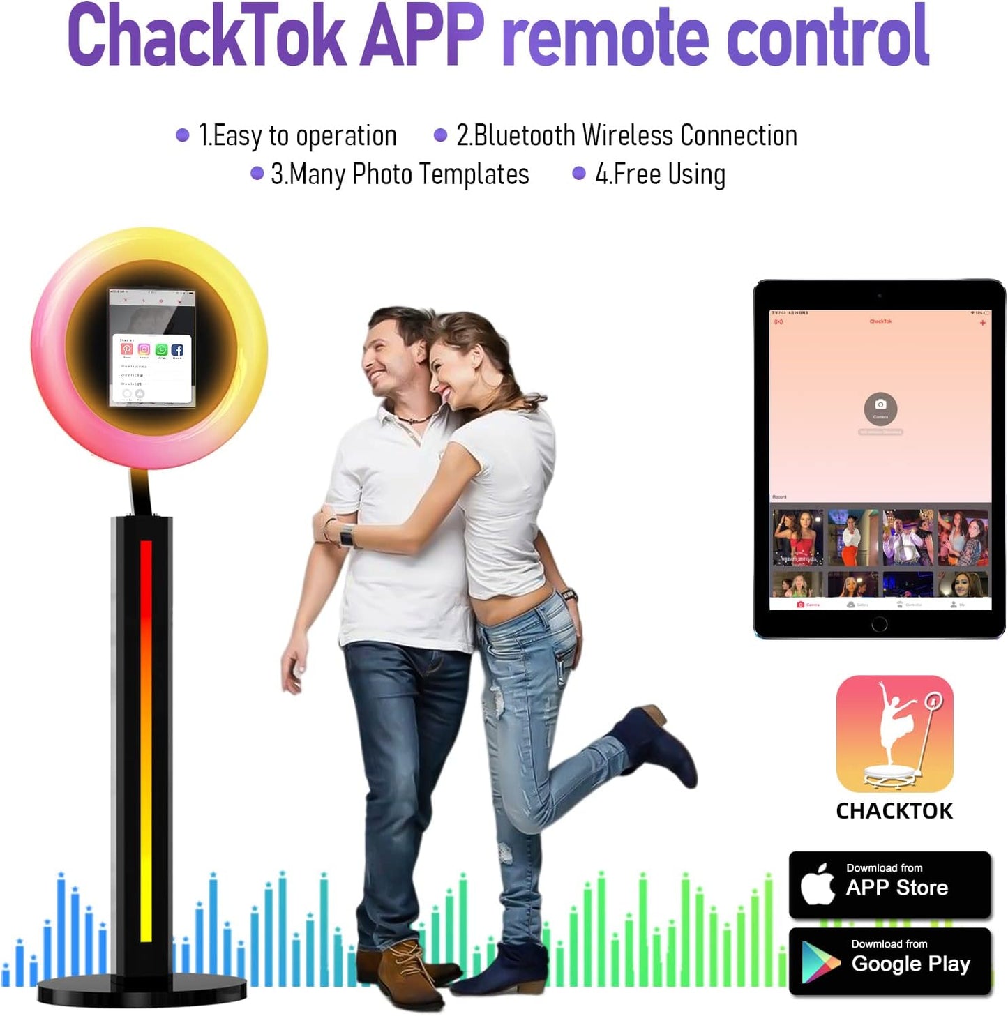 HARZHI Portable Photo Booth Compatible with Ipad 12.9in 10.9in 10.2in,for Ipad Photo Booth Shell Stand Stand Provide Chacktok PhotoBooth Software for Party and Wedding, Flight Case