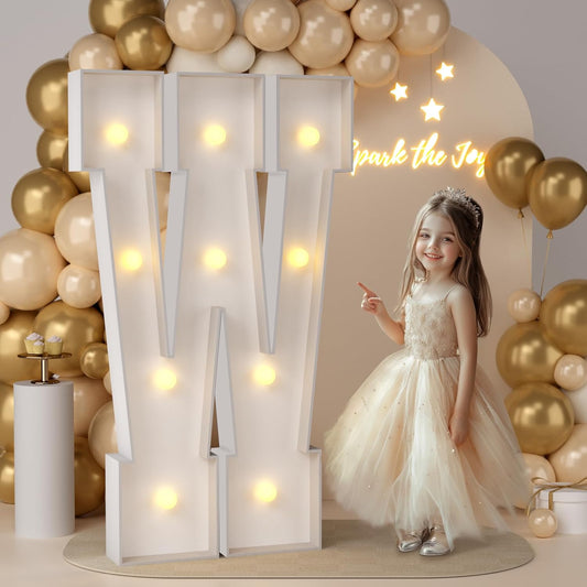 JoyMuse 4FT Marquee Light Up Letters,Large Marquee Letters 4 Feet Tall for Marry Me Proposal Decorations Big 4FT Letters with Lights for Baby Shower Party Decor, Letter W