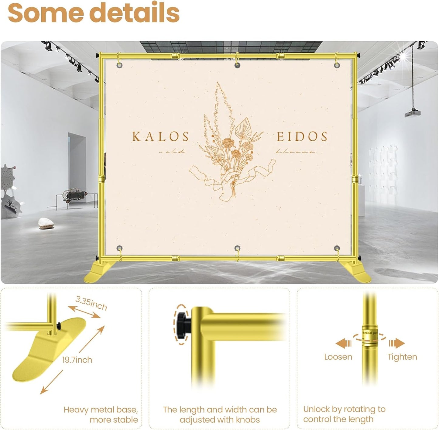 Jiang&Rong 10x10ft Heavy Duty Backdrop Stand Kit - Adjustable Step and Repeat Photo Banner Stand for Photography, Trade Shows, Photo Booths, Events(Golden)