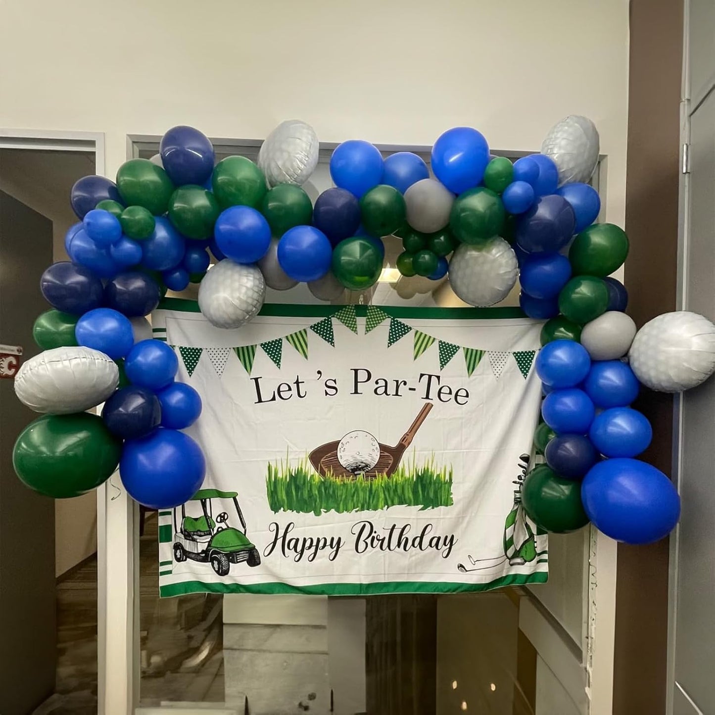 Balloons Green and Blue, 60Pcs 12 Inch Navy Blue Green White Latex Party Balloons for Kids Birthday, Jungle Safari Themed Party, Dinosaur Party Supplies, Baby Shower, Wedding, Anniversary