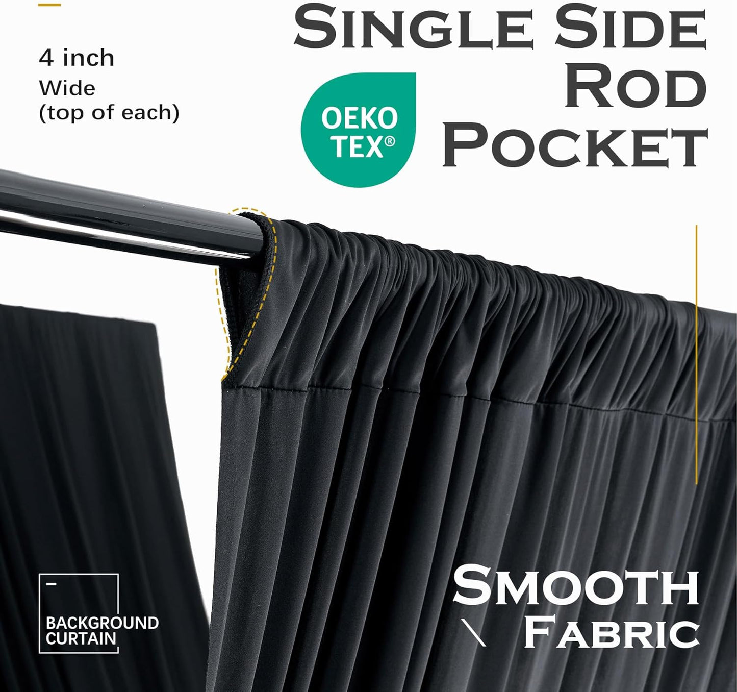 PartyVillage 20ftx40ft Black Ceiling Curtain for Halloween Parties – 4 Panels Wrinkle-Free 40 FT Long Tent Draping Curtains for Wedding, Birthday & Theme Parties, 40ft Height with Rod Pocket