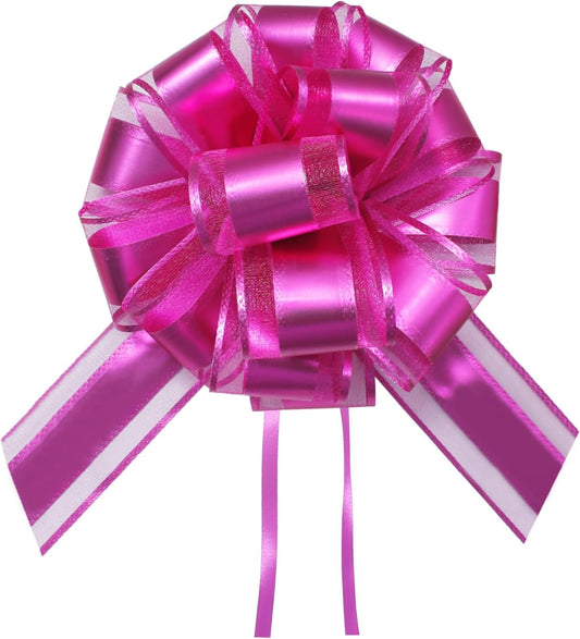 7 Pieces Large Pull Bows, 6 inche, Big Bow for Gift Wrapping, Christmas Party Birthday, Wedding Baskets,Valentine's Day Gift Decorations, Flower Decoration (Rose Red)