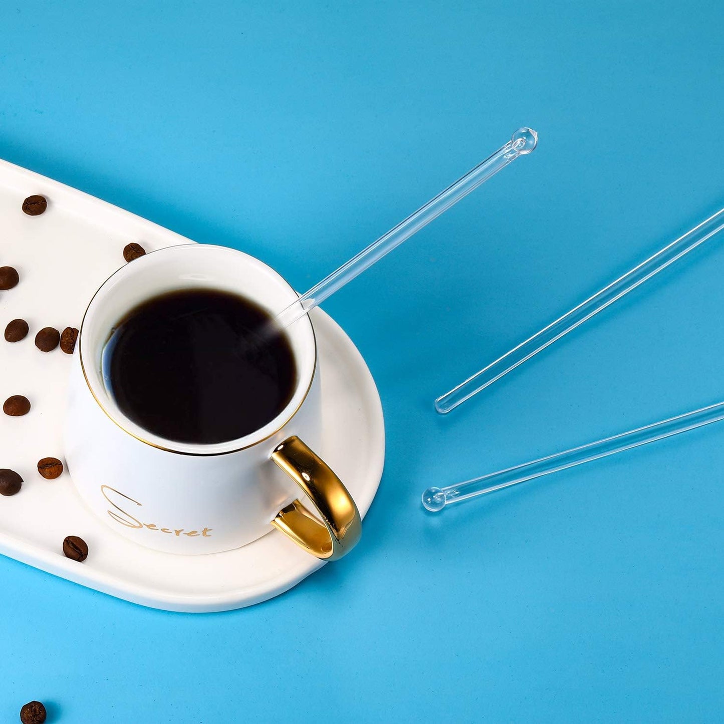 100 Pieces Swizzle Sticks Ball Head Stirrer Disposable Plastic Round Top Crystal Bar Swizzle Sticks Cocktail Coffee Drink Stirrers for Party Wedding Supplies