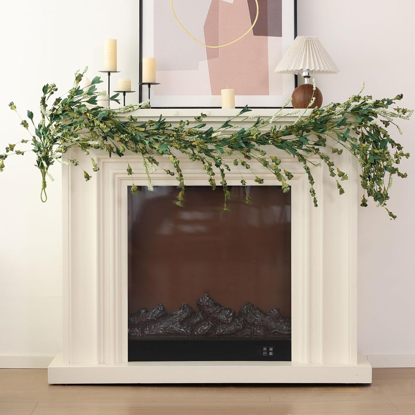 Mizii Fall Garland Artificial Flower Garlands 6 Feet Fake Wildflower Floral Garland Hanging Vines Flowers Decorations for Mantle Table Centerpieces Room Wall Fireplace Wedding Fall Decor (Green)