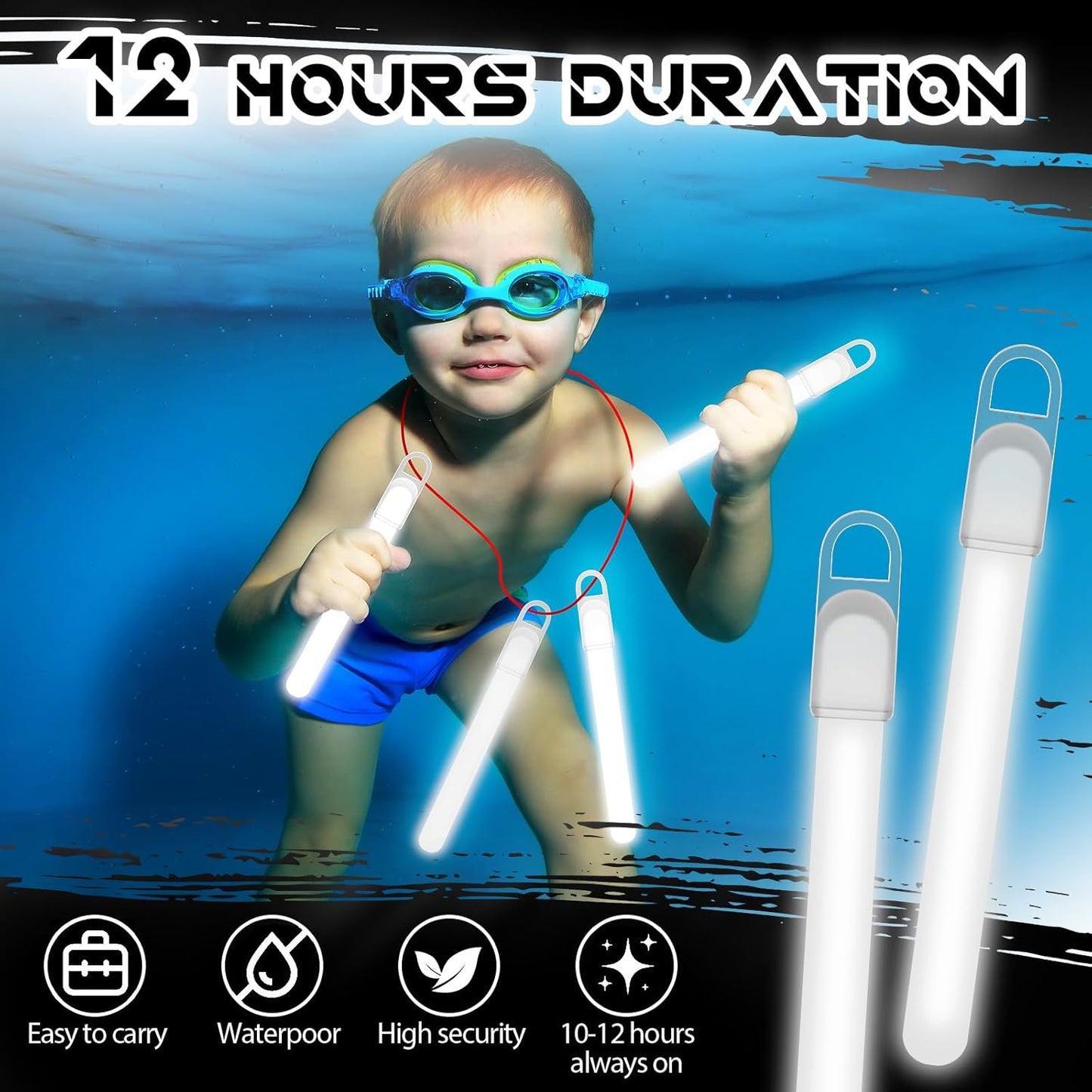 Lewtemi 50 Set 4'' Glow Sticks Bulk, Hallowee Glow in The Dark Party Supplies, Emergency Light Sticks with Lanyard, for Birthday, Light up, Neon, Halloween Theme Party Favors