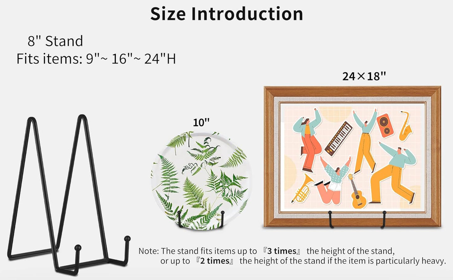 IBosins 5 Pack 8 Inch Plate Holder Display Stands, Large Metal Black Frame Stand for Picture, Book, Photo Easel, Creation, Collectibles