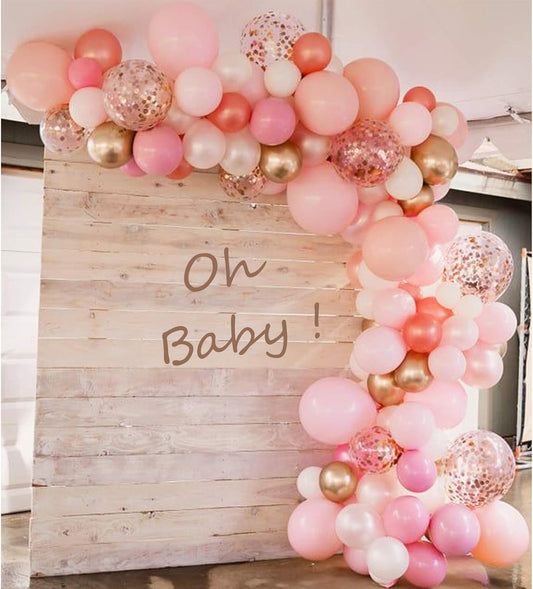 Soonlyn Rose Gold Balloons - 140 Pack, 12 Inch Gold & Pink, Pink Confetti, Arch Kit for Bridal & Baby Showers