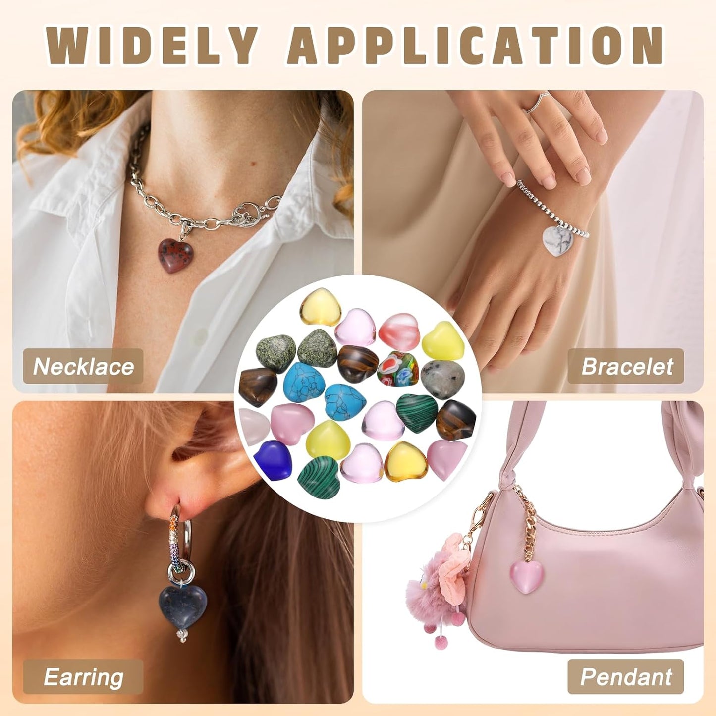 PATIKIL 20 Pcs Natural Heart Shaped Crystal Stone, 0.6 Inch Mini Polished Love Gemstone Crystal, Pocket Rock Engraved Worry Stones for Women Gifts Meditation, Clear Green