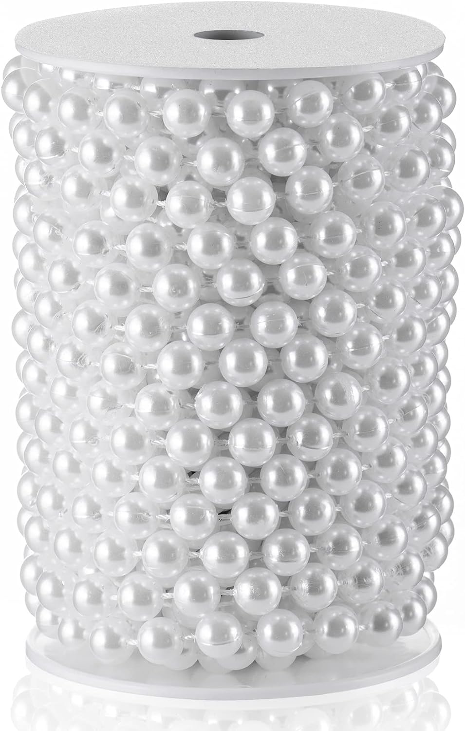 Craft String Pearls 10MM Pearl Bead, 33 Feet White Faux Pearl Garland Spool Roll Strand Wedding Party Decoration, Christmas Tree Decorations