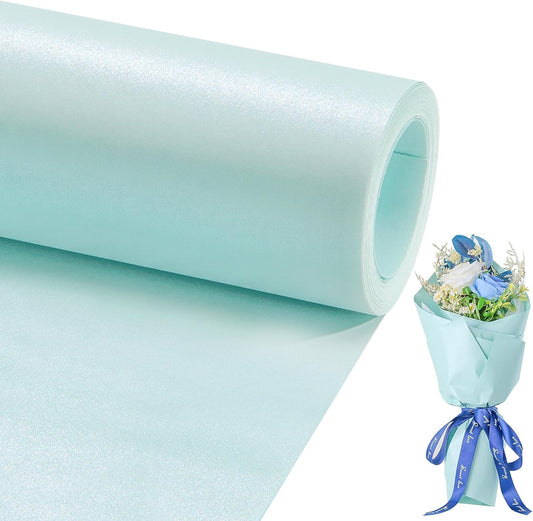 Matte Wrapping Paper Roll - Solid Color Pearly 17.3Inches X 39.4Feet Light Blue Shimmer Gift Wrapping Paper Roll Elegant Lustre Paper for Wedding,Valentine's Day,Birthday, Christmas PAP11LB
