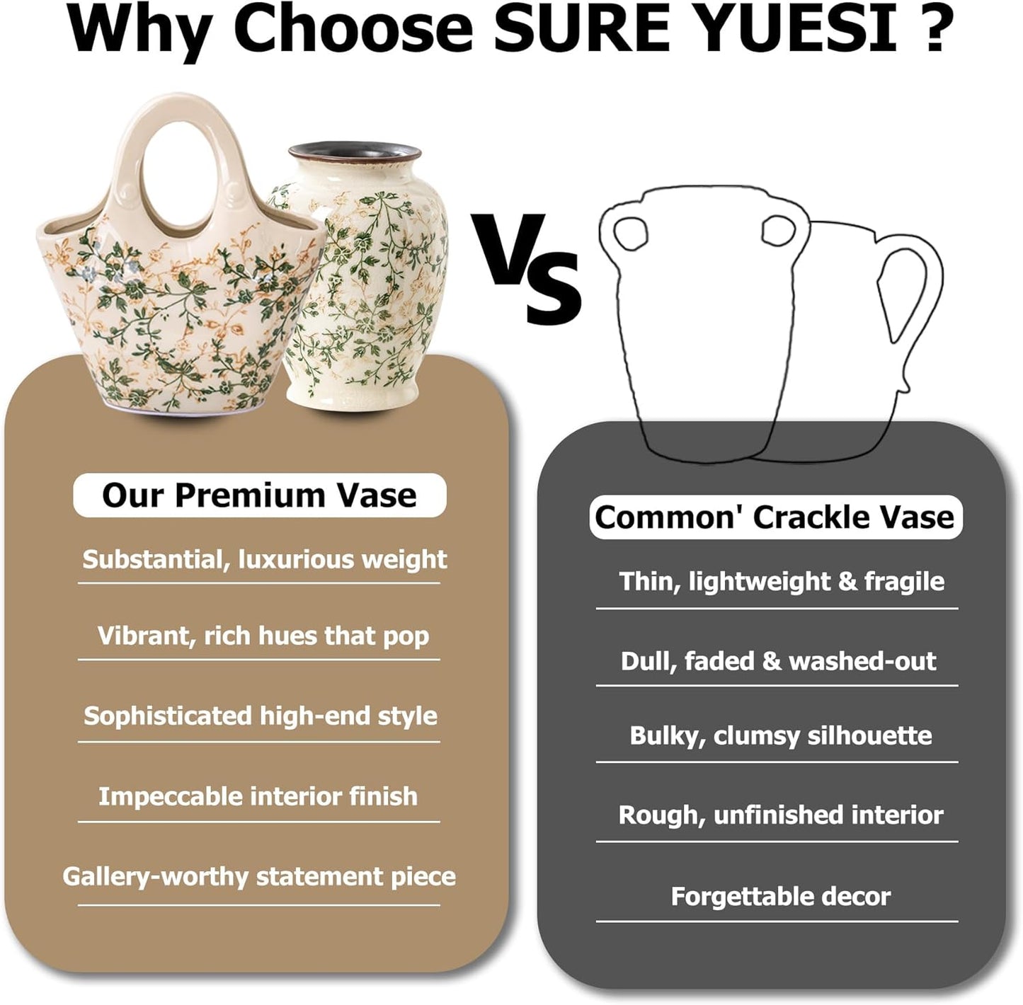 Ceramic Purse Vase for Flowers, Cute Handbag Vases, Vintage Green and Beige Floral Vase, Rustic Farmhouse Vases for Living Room, Kitchen, Bedroom, Table Centerpiece, Chinoiserie and Tuscan Decor 9 in