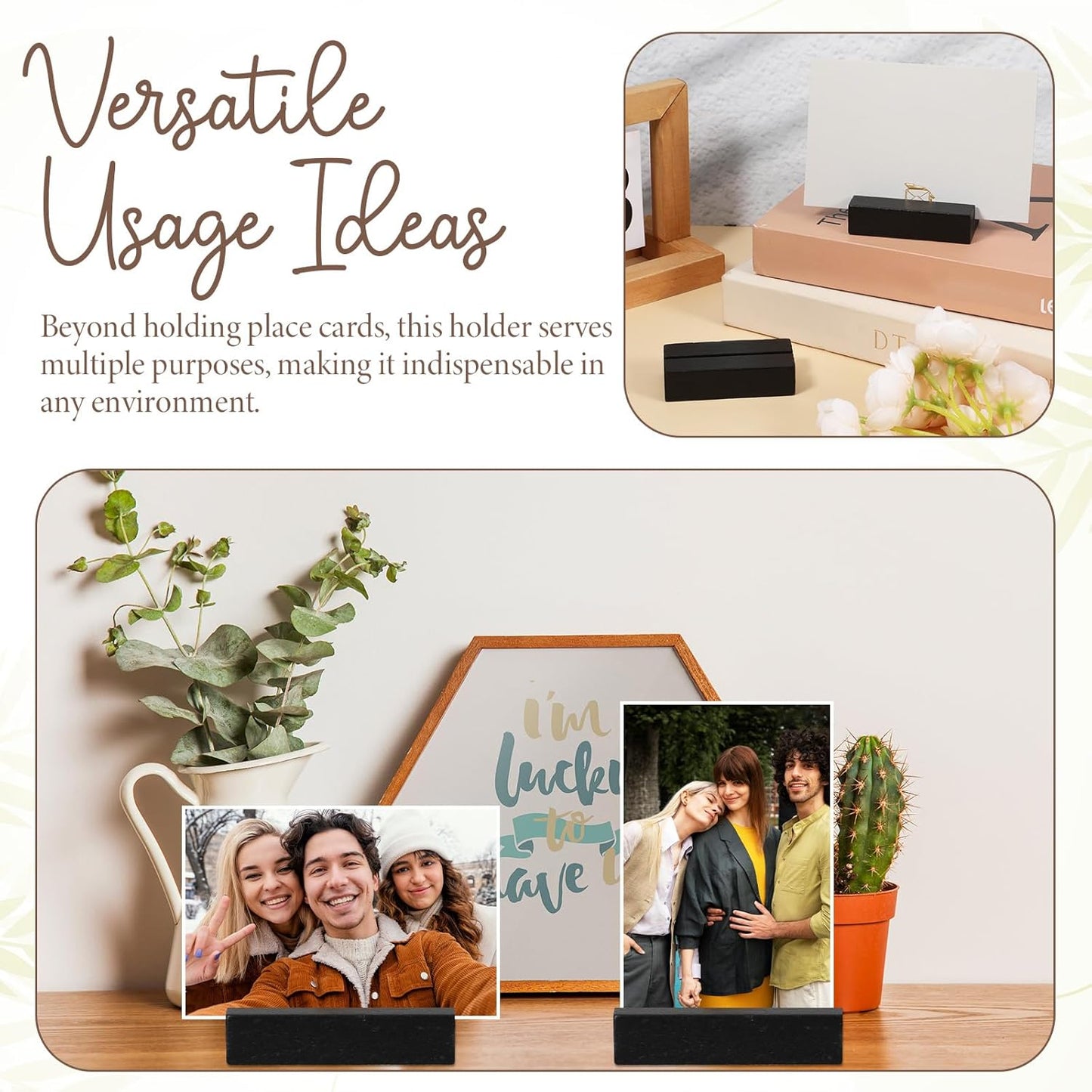 Giantree 24 Pcs Black Wood Place Card Holders, Table Number Holder Stands Name Card Holder Photo Display for Wedding Party Events Exhibition Decoration Office Restaurant Business 2.76x1.38x 0.59 inche