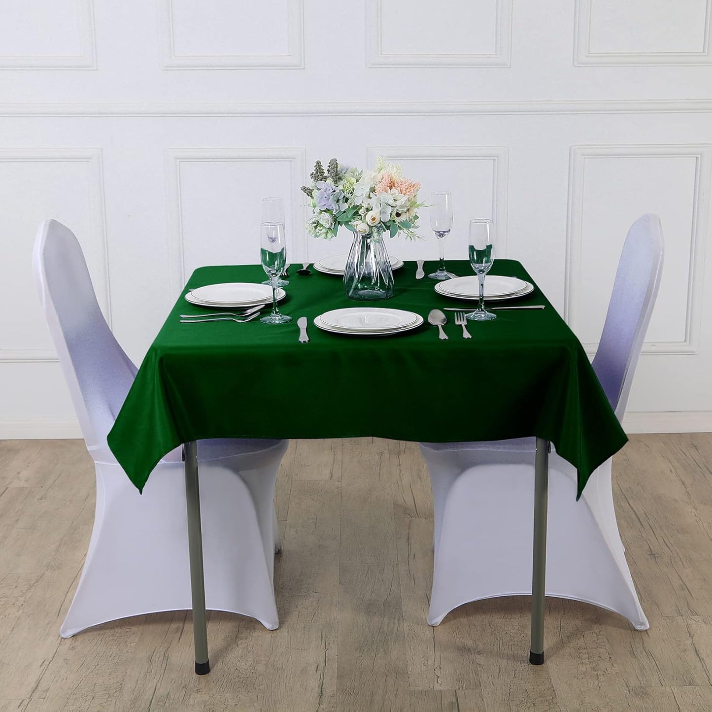 Cupuamon Square Tablecloth 90x90 inch Washable Polyester Fabric Table Cloth for Wedding Party Dining Banquet Decoration（90x90,Hunter）