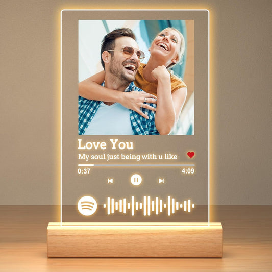 Custom Spotify Plaque Picture Frames, Custom Acrylic Spotify Song Plaque, Personalized Photo Picture Frame, Personalized Anniversary Birthday Gifts for Women Men Girlfriend Boyfriend Couples Her Him
