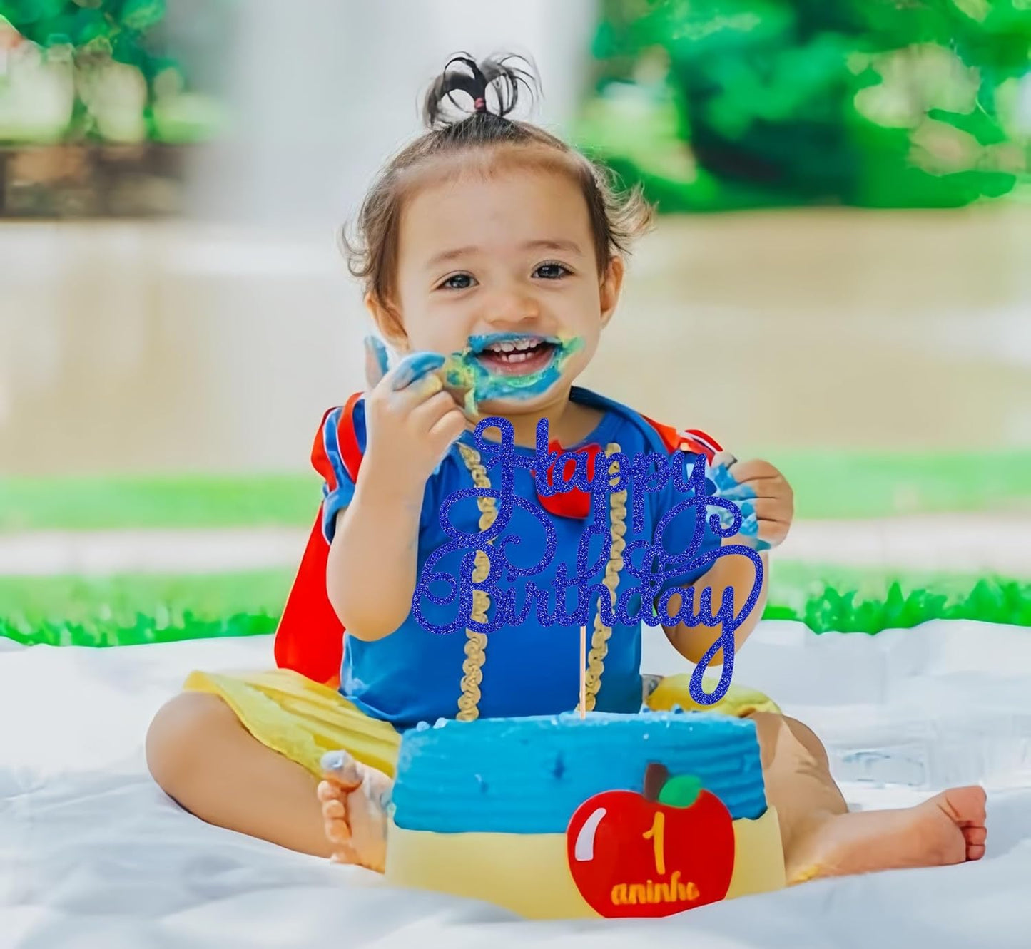 Happy Birthday Cake Topper - Royal Blue Glitter Birthday Party Cake Decoration Supplies - Happy Birthday Cake Decor, for Anniversary/Birthday Party Supplies Photo Booth Props