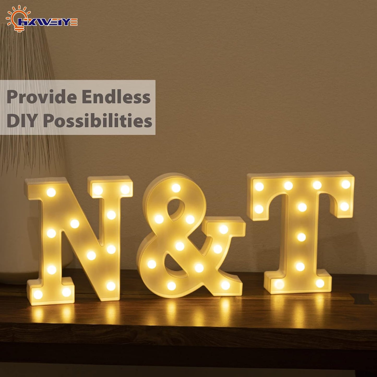 HXWEIYE LED Marquee Letters Lights Sign N, 26 Alphabet 8.57 Inch Light Up Letter and Number 0-9 Number Warm White Led Letters for Bar Party Birthday Home Wedding Décor (9 * 7.6 * 1.8IN)