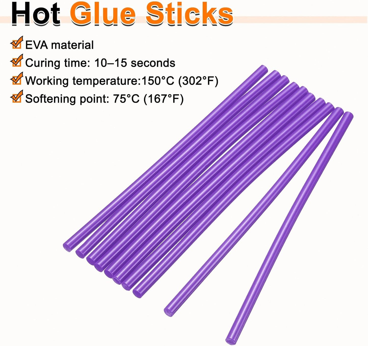 HARFINGTON 10pcs Hot Glue Sticks 0.28" Dia x 7.87" Long EVA Mini Hot Melt Adhesive Glue Stick for Hot Melt Gun Wood Plastic Glass Flowers Fabrics Foam, Purple