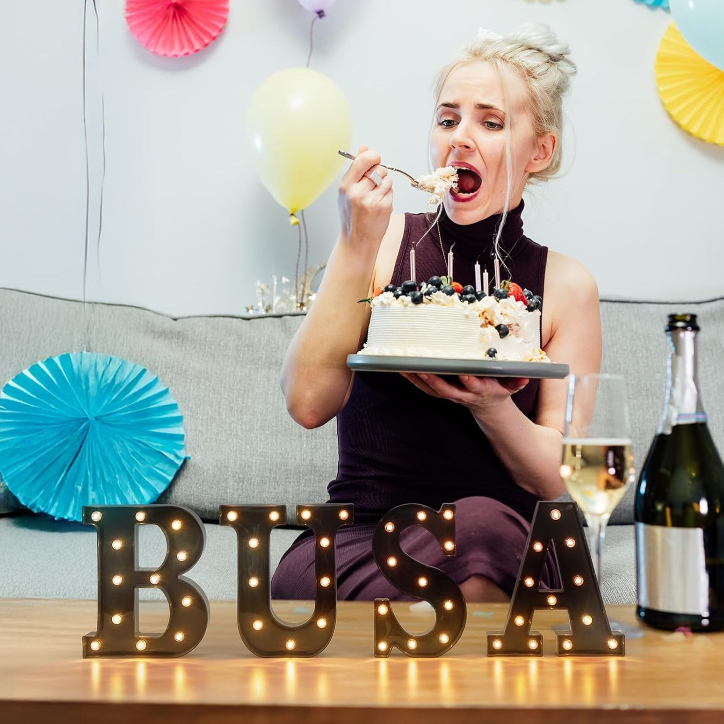 Foaky Black LED Letter Lights for Room Decor - Bedroom Wall Decor, Alphabet Lights for Home, Wedding, Party - Battery Operated （D）