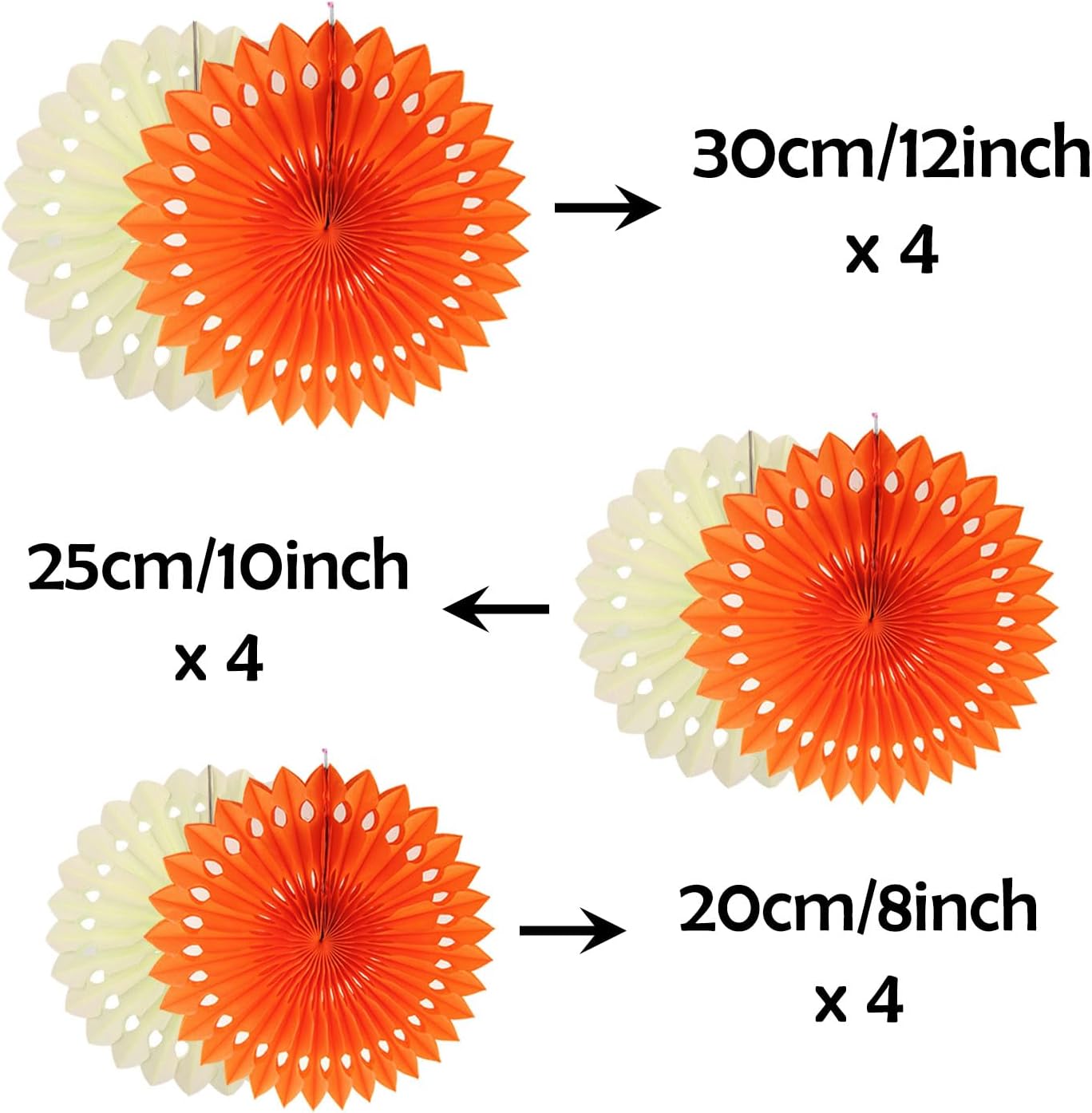 ZOOYOO Hanging Paper Fans Party Decorations,12 Pcs Orange Honeycomb Round Fans,Ceiling Decor for Birthday,Wedding,Graduations,Sunset,Autumn Tea Party Backdrop