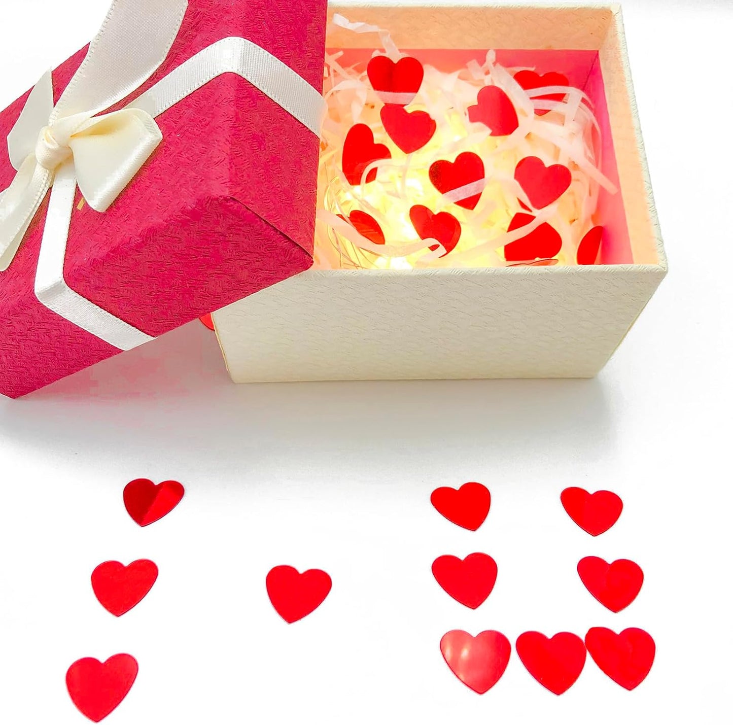 Heart Confetti Red Valentine's Day Table Confetti Metallic Foil for Party Wedding Happy Birthday Baby Showe Bridal Shower Festival Theme Party Decorations Supplies 1.6oz / 1000 Pieces(Red)