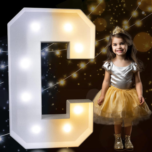 Pooqla 3FT Marquee Light Up Letters, Large Mosaic LED Marquee Letter 3 Feet Birthday Decor, Giant Light Up Letters for Balloons Anniversary Party Decoration, Cool White and Warm White C