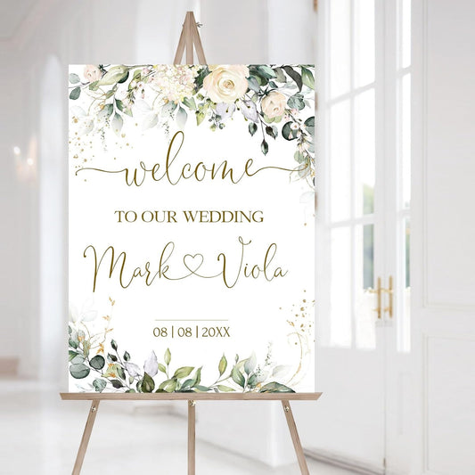 Personalized Wedding Welcome Sign, Flowers Wedding Welcome Sign, Wedding Welcome Sign, Custom Wedding Sign, Welcome To Our Wedding Sign, Flowers Wedding Board, Wedding Decorations Signs # 14