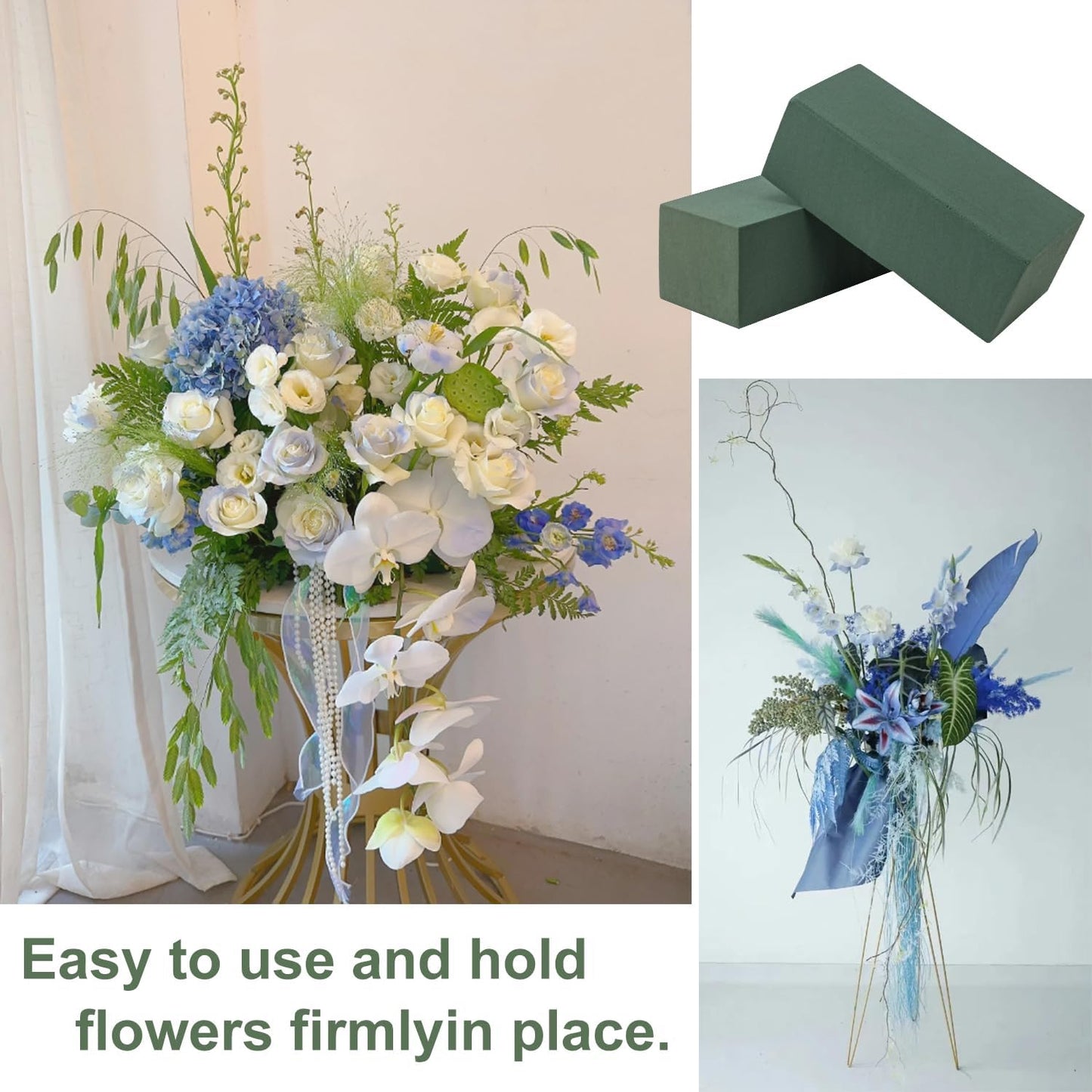 IHDYPPEW 8 PCS Green Floral Foam Blocks, 9"L x 4"W x 3.2"H Floral Foam for Flower Arrangements, Dry and Wet Florist Foam for Flowers, Flower Foam Bricks for Flowers Business, Outdoor, Weddings