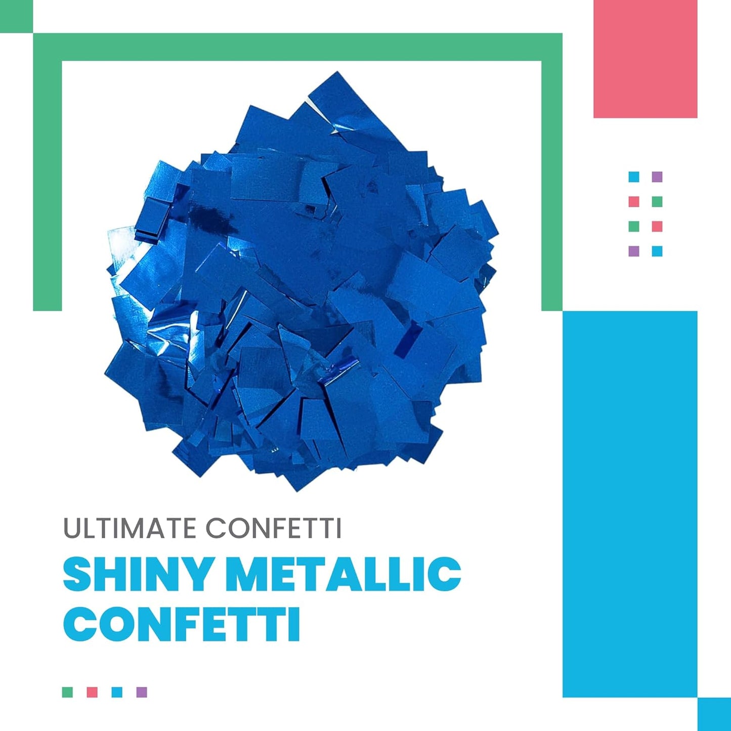 Shiny Metallic Confetti Rectangles, Blue Color – Ultimate Confetti Fluttering Foil Paper for Confettis Cannon and Launcher Use, Table Decorations, and More (20 Handfuls per Bag, 1 lb)