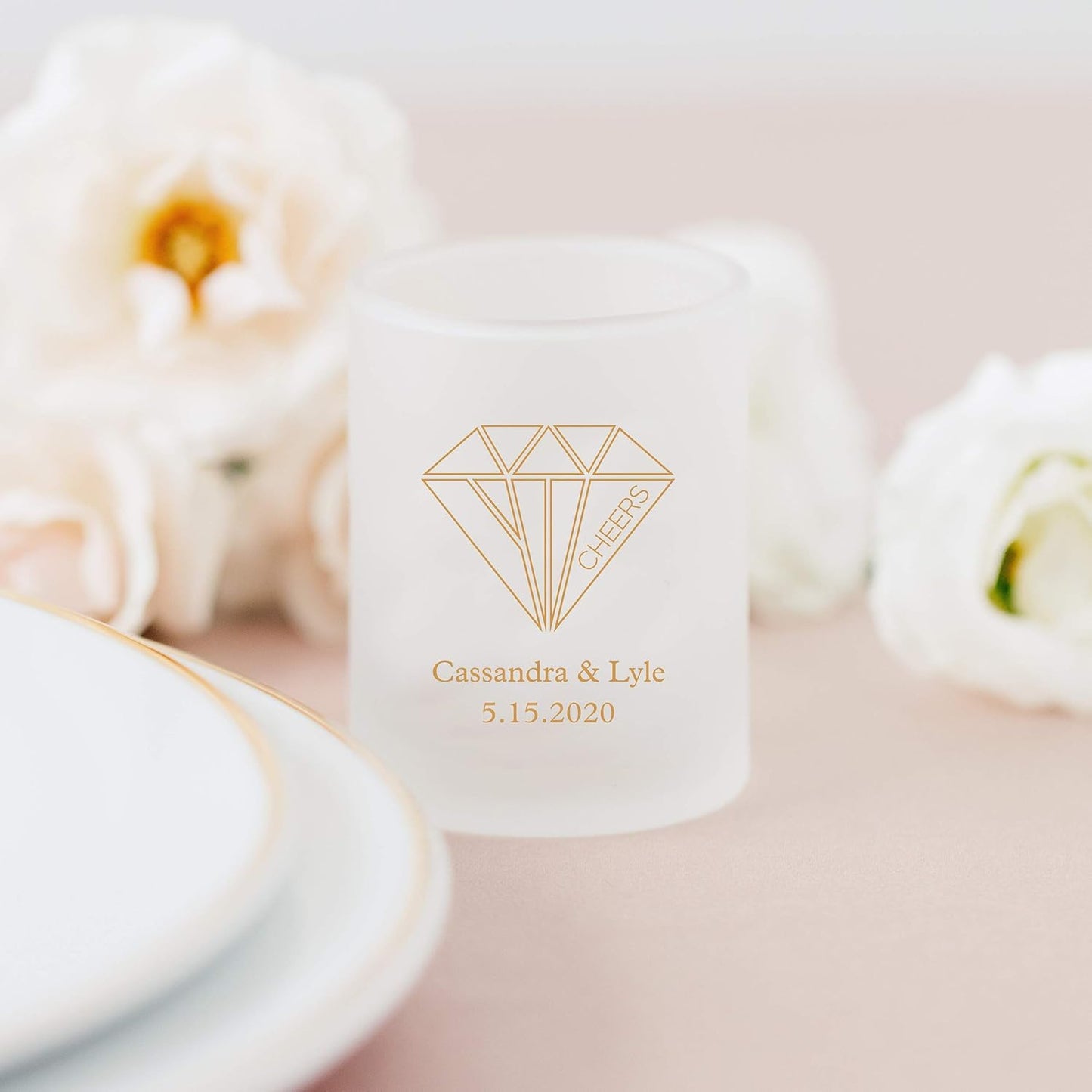 WEDDINGSTAR Personalized 3oz Frosted Shot Glass Customizable Full Color Print - 24 pack