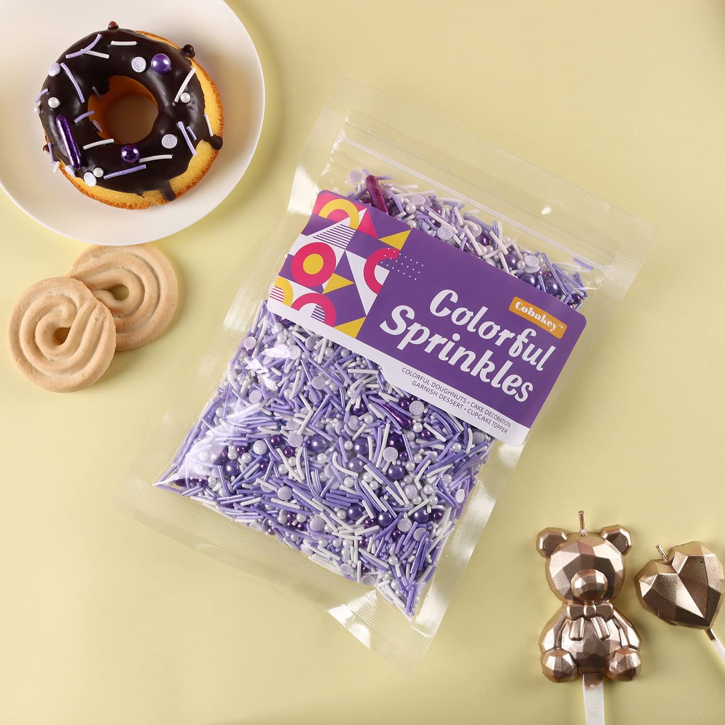 Purple Sprinkles For Cake Decorating, Cupcake, Cookies, Ice Cream Topper, Dreamy purple Cake Sprinkles Baking, Perfect For Birthdays Party, New Year’S Eve, 7 Ounces