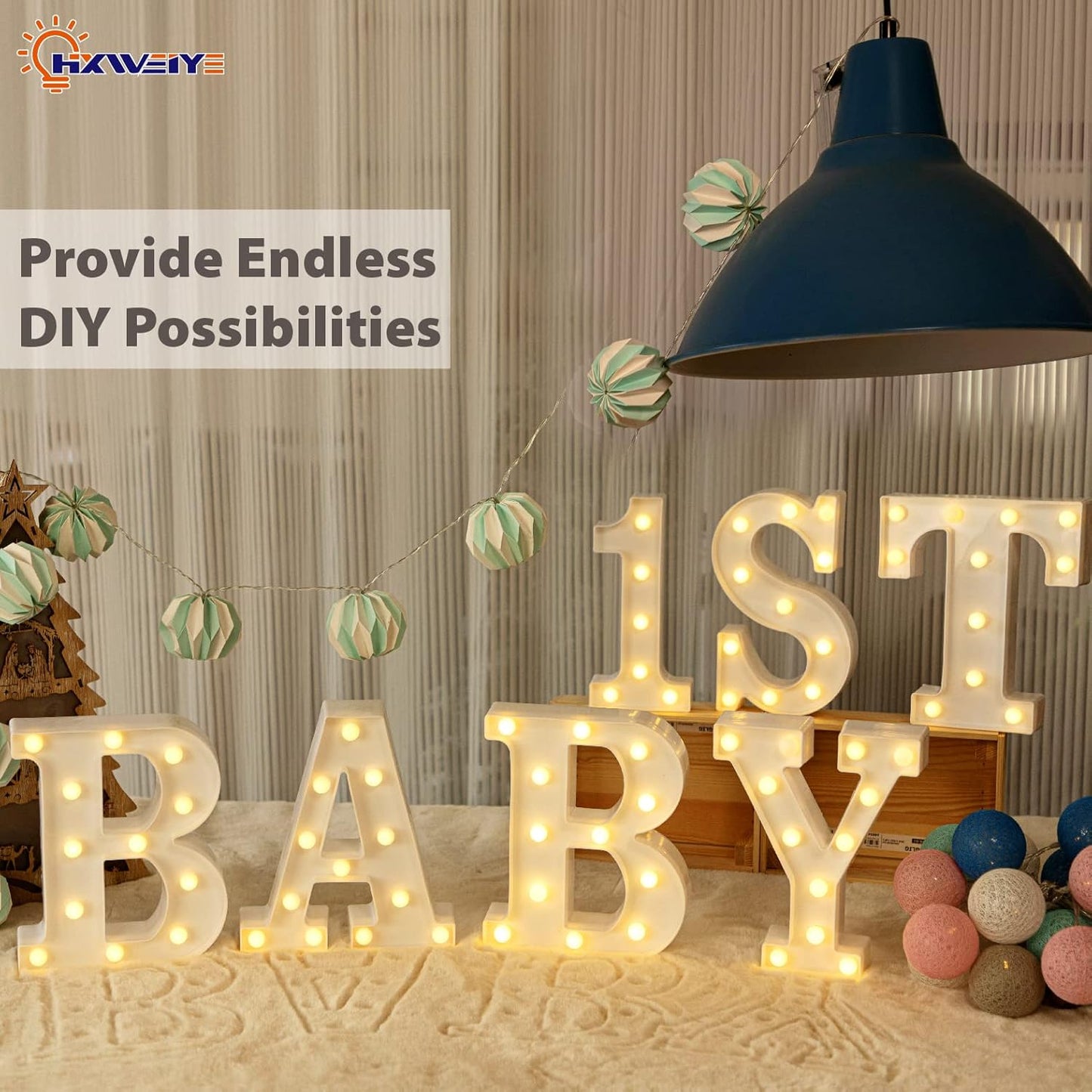 LED Marquee Letters Lights Sign-B, HXWEIYE Led Letters Lights 26 Alphabet, Light Up Number 0-9 Letters Sign for Party Home Birthday Anniversary Battery Powered Lighted Letters(Warm White)