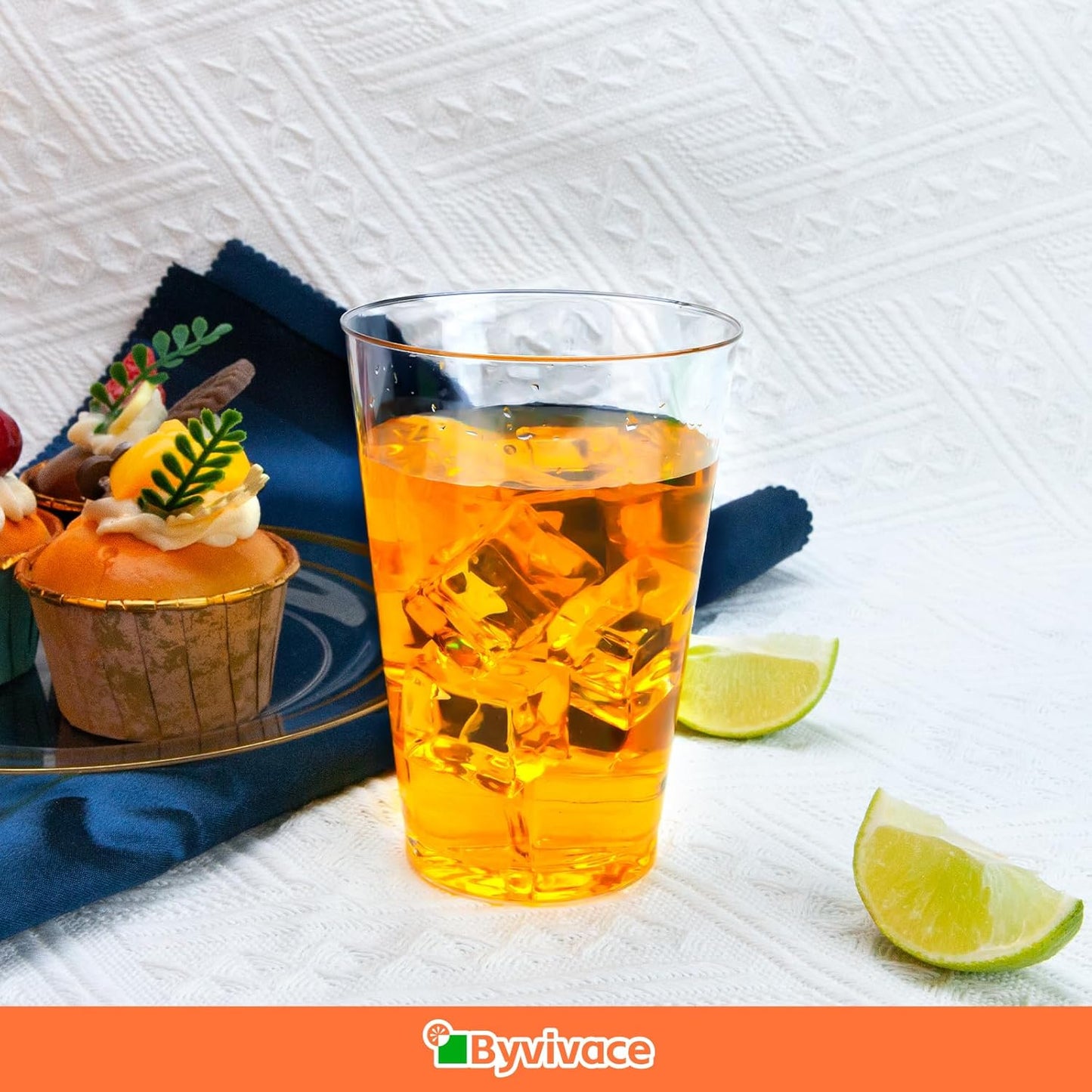 100Counts 12 OZ. Hard Plastic Cups Fancy Disposable Cups for Party, 12 Ounce Clear Elegant Wedding Cups Disposable Wine Glasses for Parties