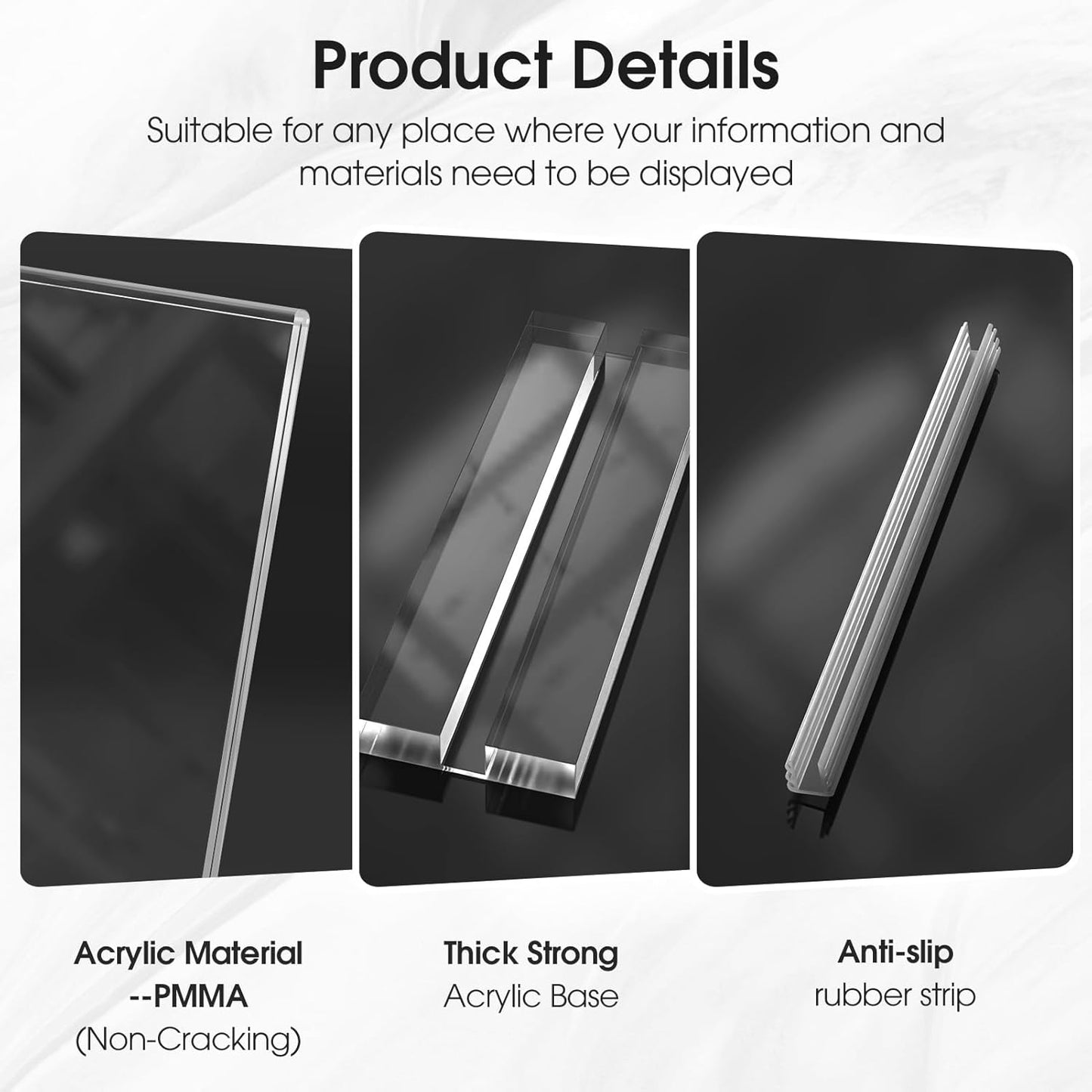 MaxGear Acrylic Sign Holder 8.5 X 11 Inches 10 Pack, Double Sided Plastic Display Stands Table Top Acrylic Frame, Clear Paper Holder Menu Flyer Stand for Stores, Restaurants, Hotels, Office