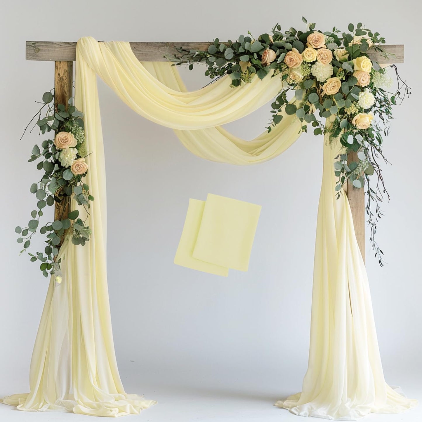 Wokceer Wedding Arch Draping 2 Panels 28.7" x 20FT Beige Sheer Fabric Backdrop for Ceremony, Birthday Party, Bridal Shower Decoration