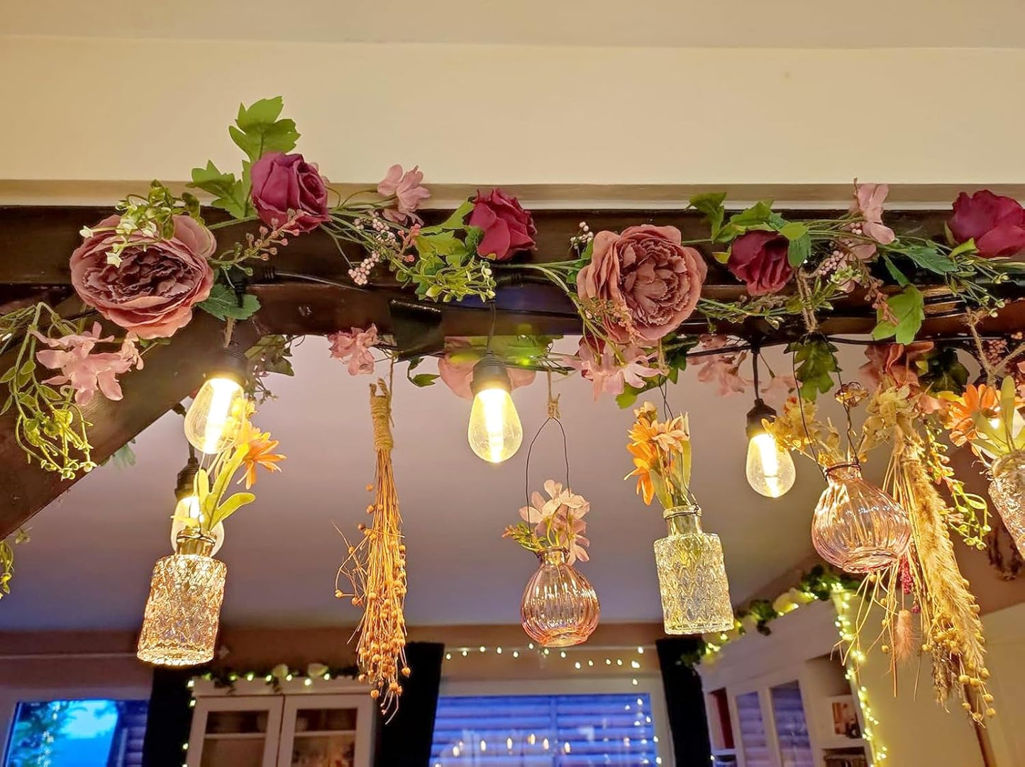 Peony Flower Garland, Rose Flower Swag, 6' Wedding Arch Flowers for Wedding Decor Home Table Runner Mantle Party Decor(Dusty Peony Garland)