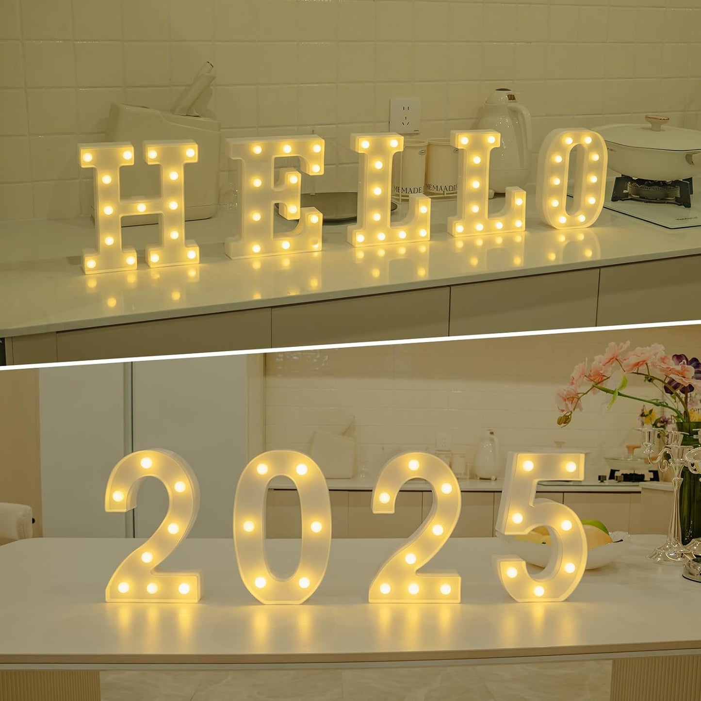 Foaky LED Letter Lights Sign Marquee Light Up Letters Sign for Night Light Wedding/Birthday Party Battery Powered Christmas Lamp Home Bar Decoration(Q)