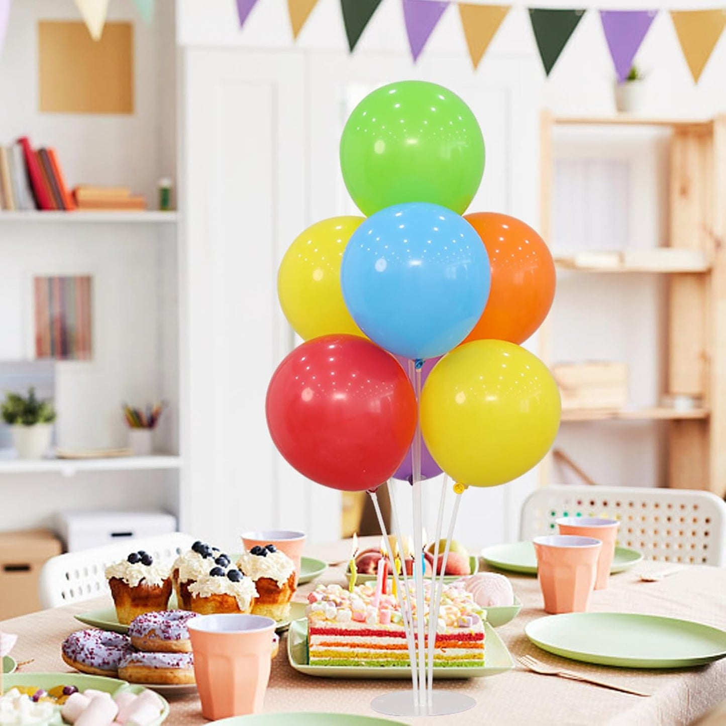 4 Balloon Stand Kit For Table With Base Centerpieces Rainbow Balloons Holder Birthday Party Decorations