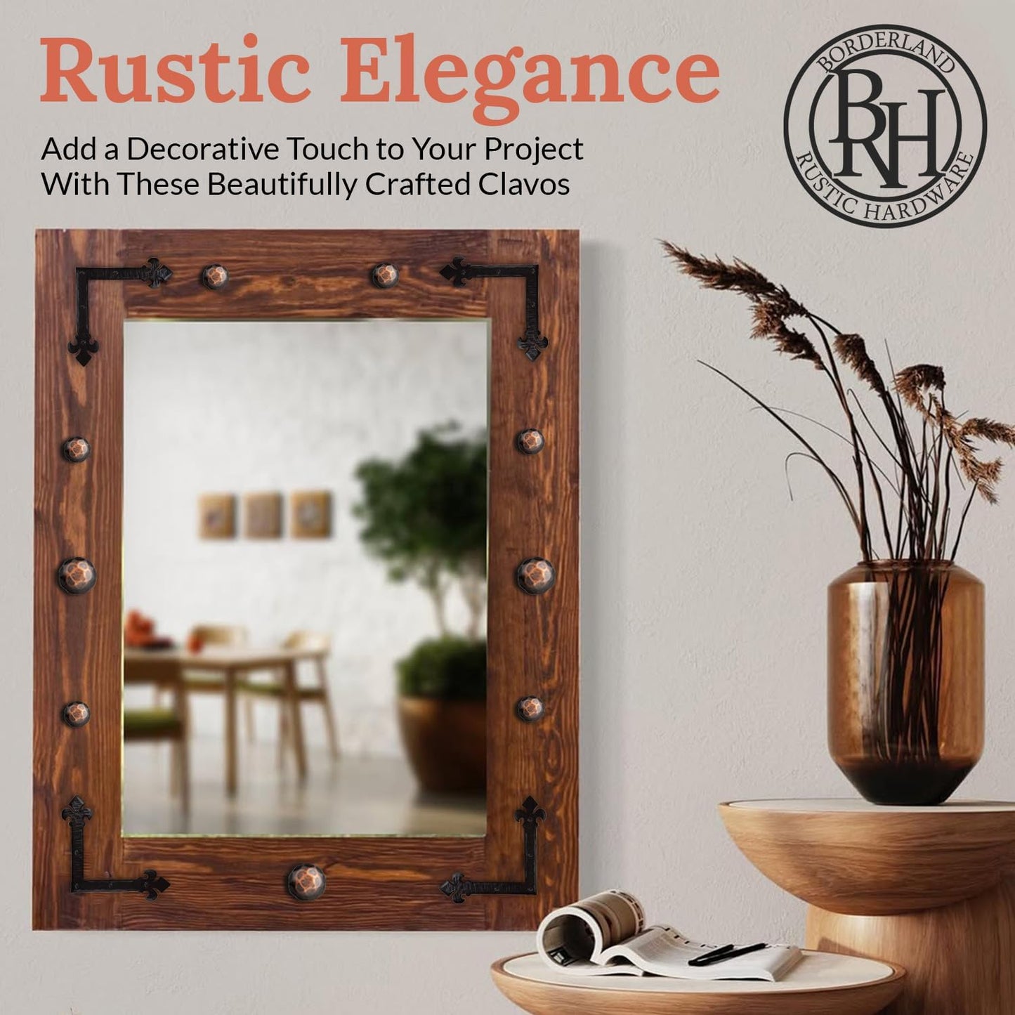 10 Pack 2" Round Head Iron Clavos Decorative Nails – Oil Rubbed Bronze – Handmade Rustic Round Fasteners for Farmhouse Shutters, Faux Wood, Barn Doors, Shutters, Gates – Ornamental Wood Accent