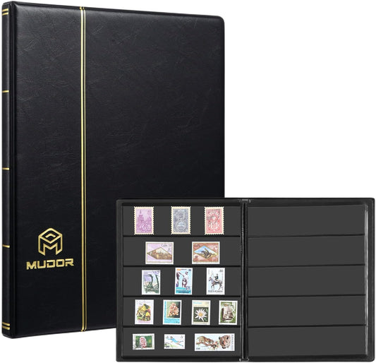 MUDOR Stamp Collecting Album for Collectors, 5 Rows Pockets, 10 Sheets Stamp Stockbook
