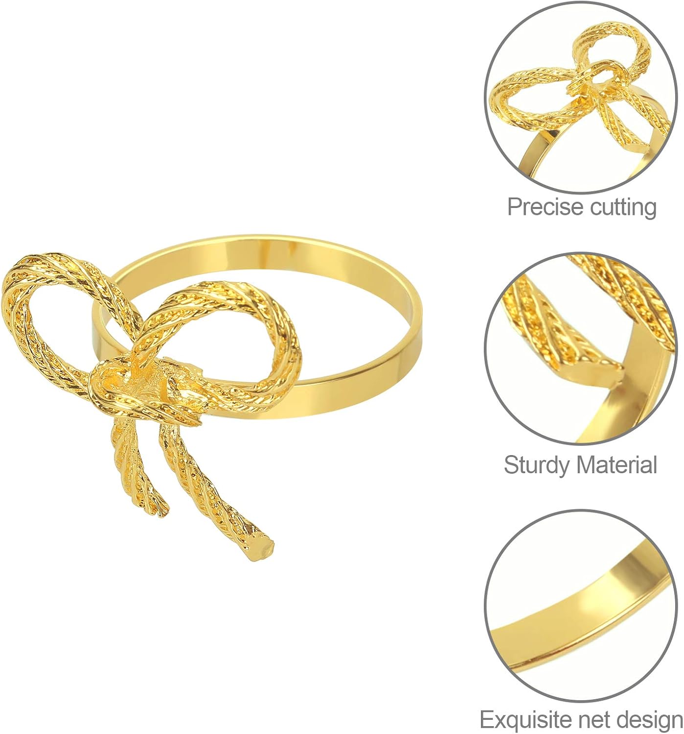 Pack of 18 Napkin Rings Alloy Hollow Out Flower Napkin Holder Dinning Table Napkin Ring for Dinner Parties Wedding Banquet Table Setting Family Gatherings Table Decor（Gold，18）