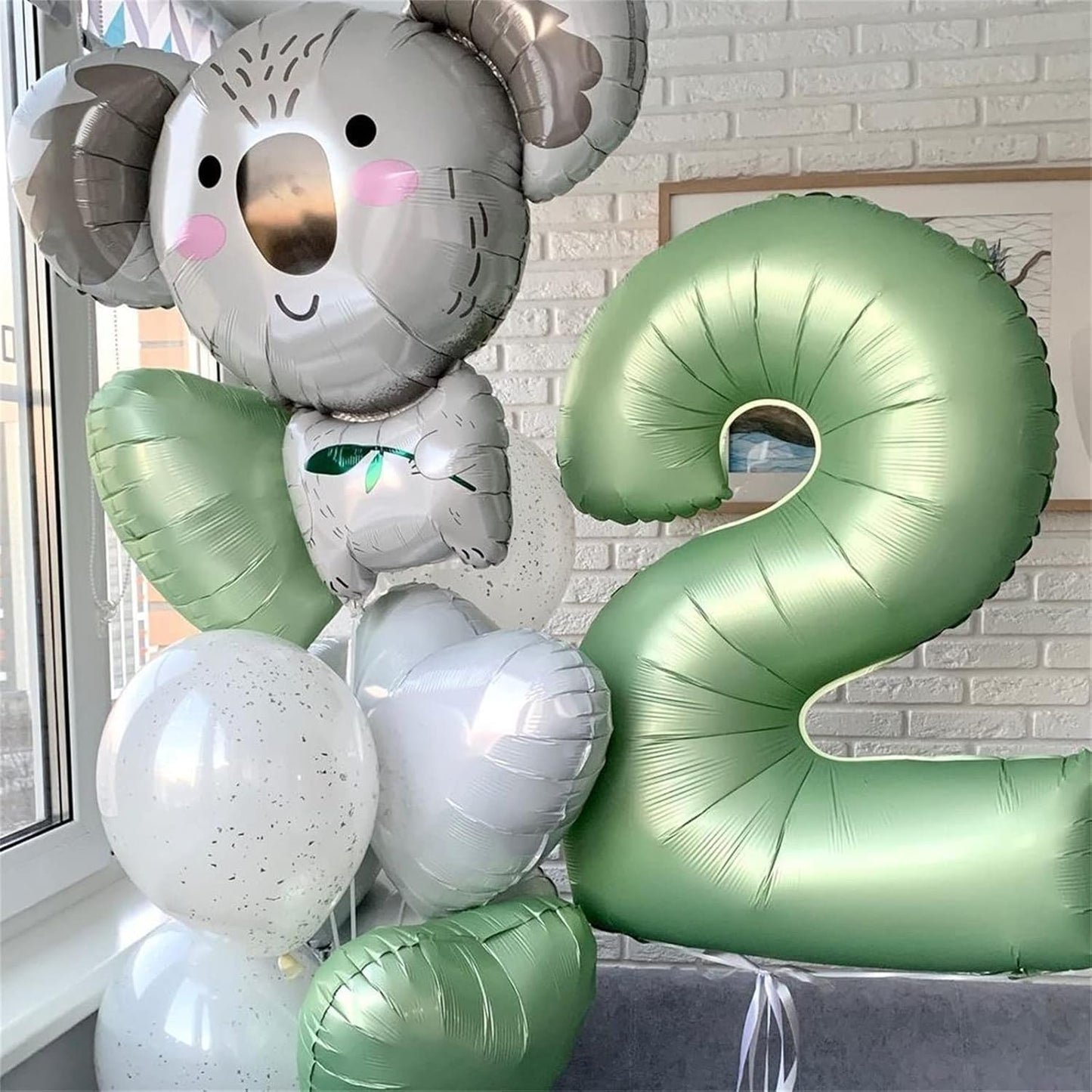Sage Green Number 3 Balloon, 40In Large Foil Number Balloons Set 0-9 for Women, Self Inflating Olive Green Digital 3 Helium Balloon for Girls Boys 1st Birthday Jungle Safari Party Decorations Supplies