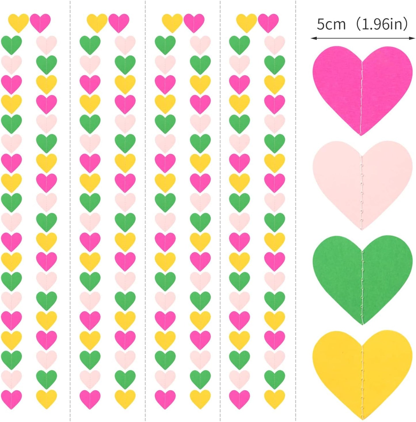 Hawaii Pool Party-Decorations Love-Heart Garland - 52Ft Tropical Jungle Birthday Bachelorette Hanging Decoration Streamers Banner, Summer Beach Baby Shower Supplies Backdrop Decor Panduola