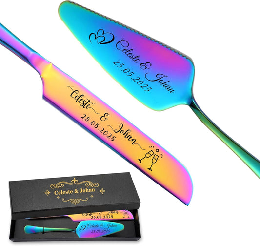 Personalized Wedding Cake Knife and Server Set Stainless Steel Cake Cutter Server Engraved Cake Cutting Set for Wedding Anniversary Engagement Birthday Gifts