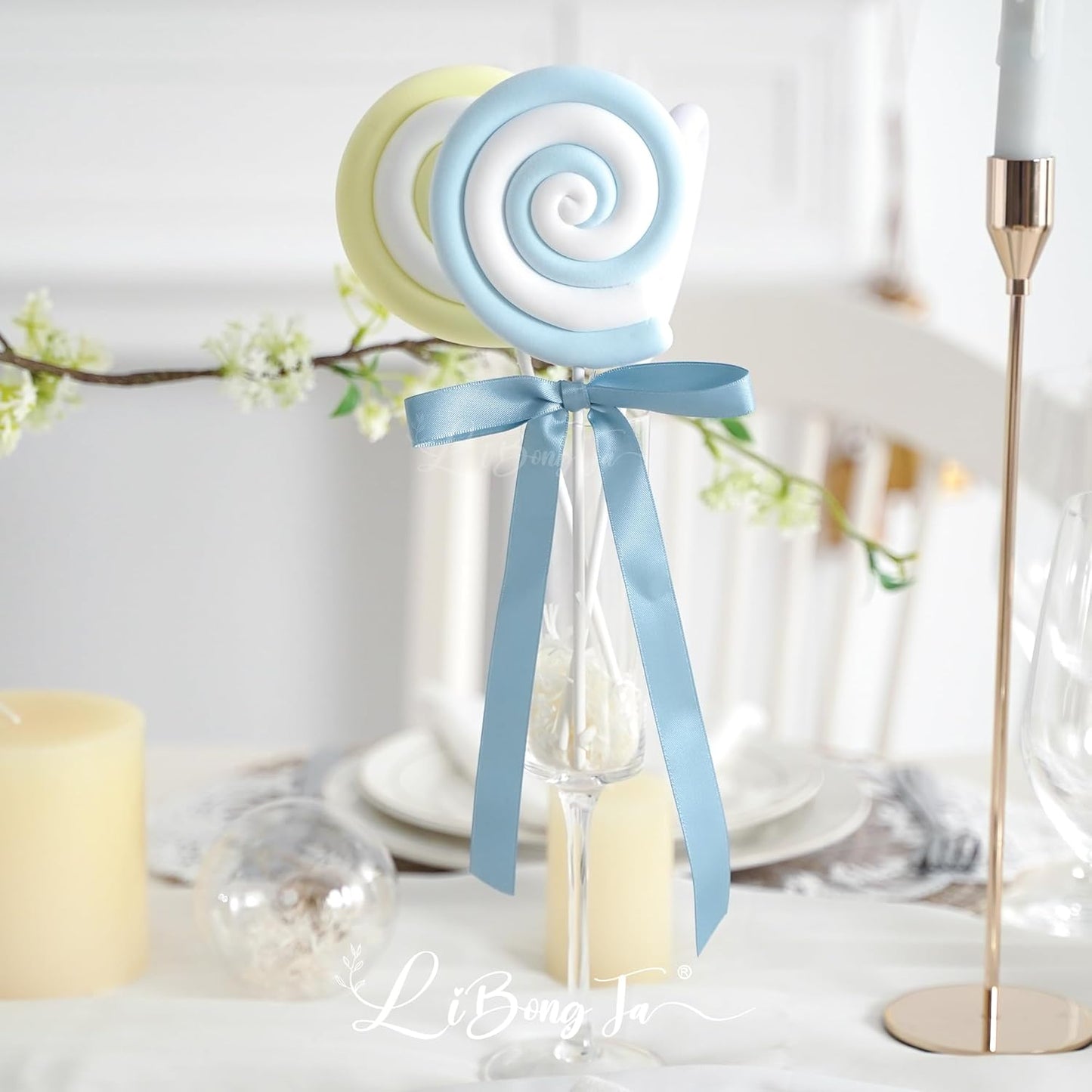 50 PCs Dusty Blue Bow 5 Inch Long Tail Bows for Gift Wrapping, Easter Bow Party Decorations, Twist Tie Bows, Satin Bows for Crafts, Premade Bows for Presents, Treat Bags, Bottles, Cakes