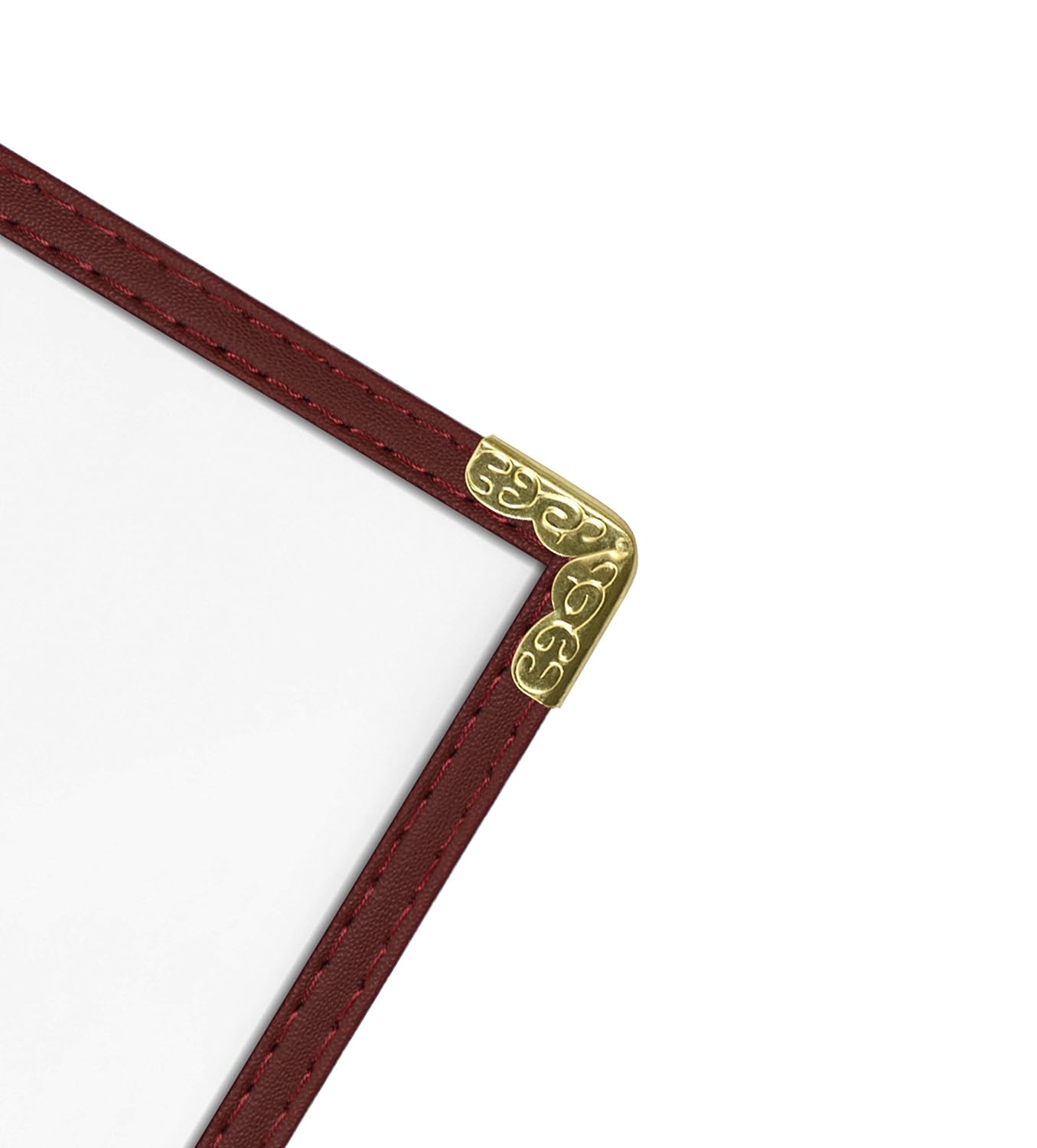 Goodsmart Restaurant Menu Covers – 25 Pack Burgundy 2-View, Top-Loading Menu Holders, Vinyl & Plastic Café Menu Covers, Clear Menu Sleeves, Fits 11" x 17" & 8.5" x 11", Gold Corners