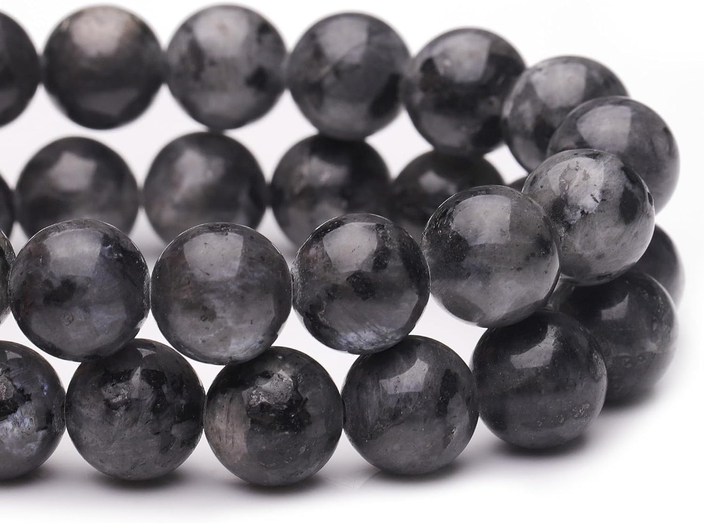 8mm Natural Stone Beads for Jewelry Making,Larvikite Labradorite Polished Smooth Round Gemstone Beads for Bracelet Necklace 15 Inch