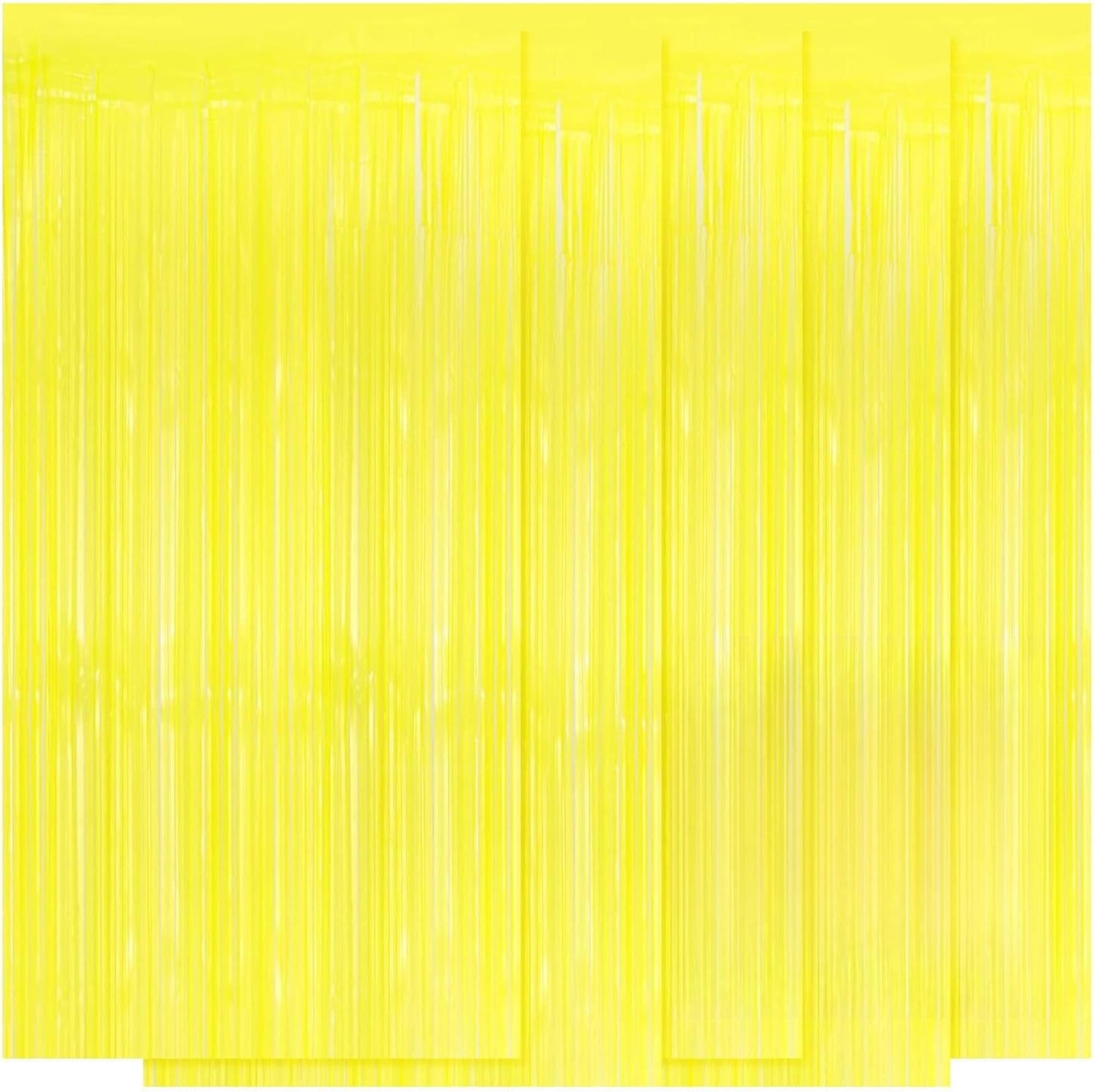 5 Pack Yellow Foil Curtain Backdrop 3.2ft x 8.2ft Tinsel Foil Fringe Curtains Macaron Photo Booth Streamer Backdrop for Party Decorations Birthday Baby Shower Bachelorette Holiday Decor (Yellow)
