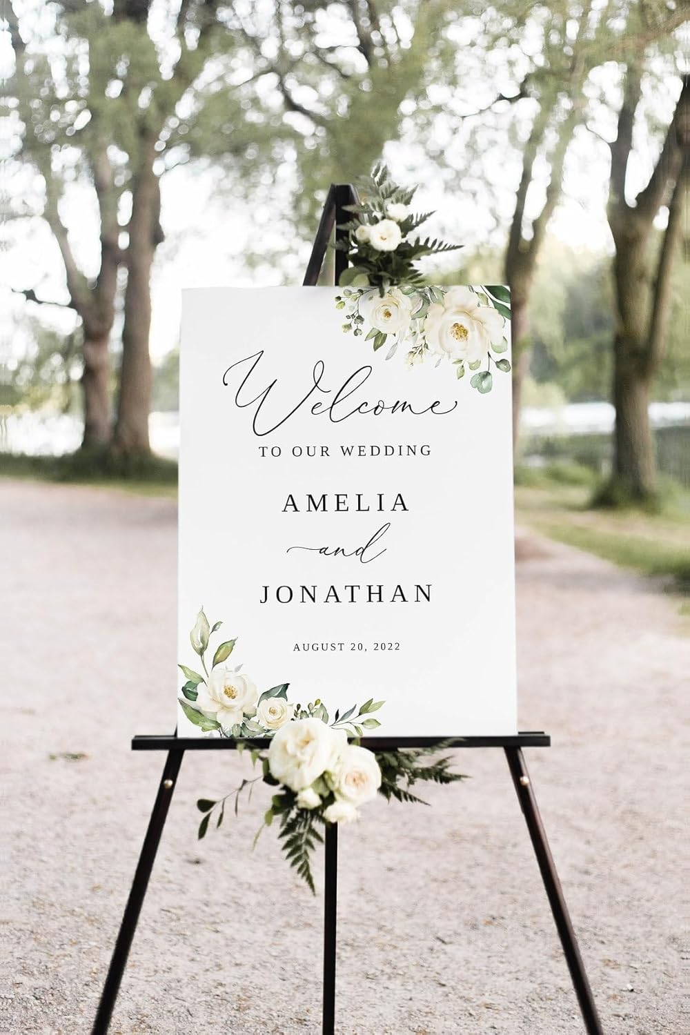 Generic Wedding Sign, Floral, 18x27 inches, Plastic, Wedding